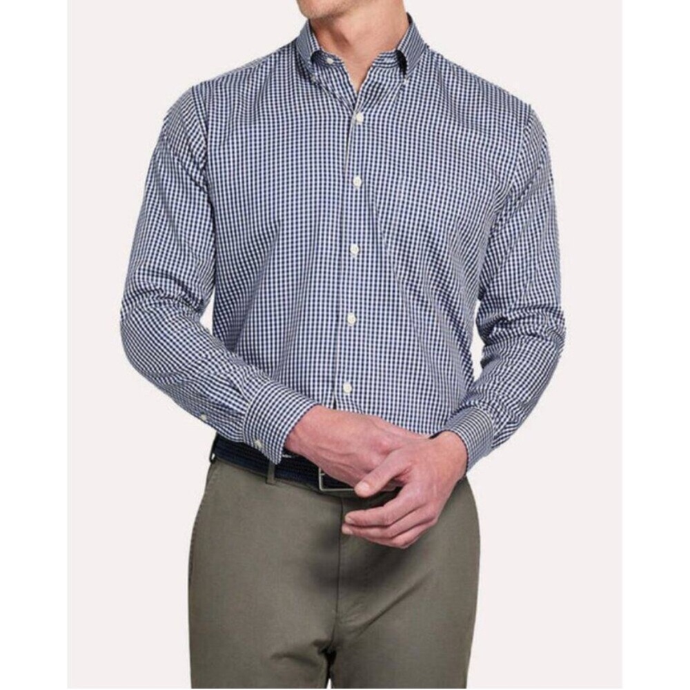Peter Millar Mens Gingham Button Down Shirt Long Sleeve Size M Blue White